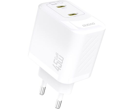 Charger Dudao A28P GaN 45W 2xUSB-C white Telefonu lādētāji 220v