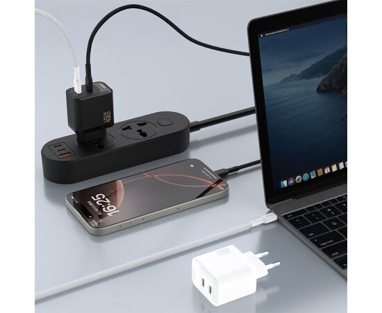 Charger Dudao A28P GaN 45W 2xUSB-C black Telefonu lādētāji 220v