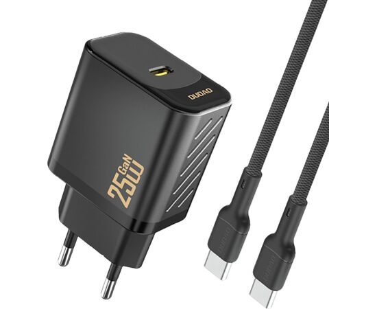 Charger Dudao A27C GaN 25W USB-C + USB-C to USB-C cable 1.0m black Telefonu lādētāji 220v