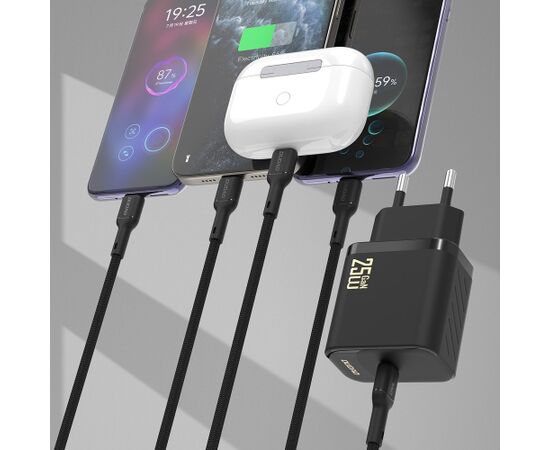 Charger Dudao A27C GaN 25W USB-C + USB-C to USB-C cable 1.0m black Telefonu lādētāji 220v