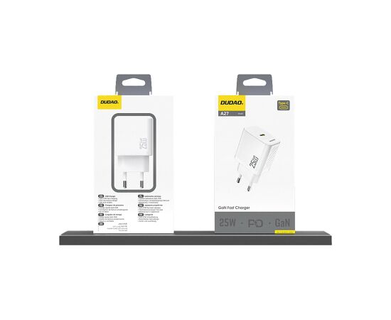 Charger Dudao A27 GaN 25W USB-C white Telefonu lādētāji 220v