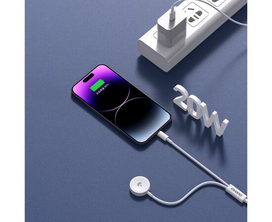 USB cable Dudao A12MAX-2in1 USB-C to iWatch/Lightning 20W 1.2m white Bezvadu telefonu lādētāji