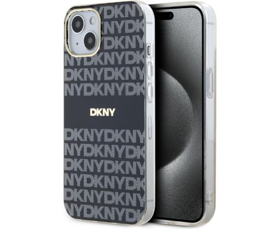 DKNY -  DKNY PC/TPU Repeat Pattern Tonal Stripe Magsafe Case for iPhone 15 Black Чехлы - альтернативные