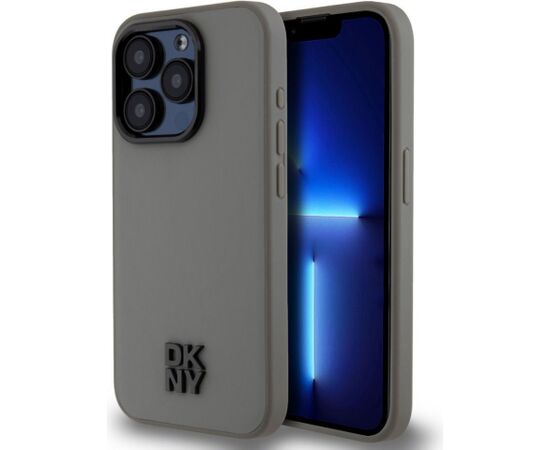 DKNY -  DKNY PU Leather Stack Logo Magsafe Case for iPhone 15 Pro Max Grey Чехлы - альтернативные
