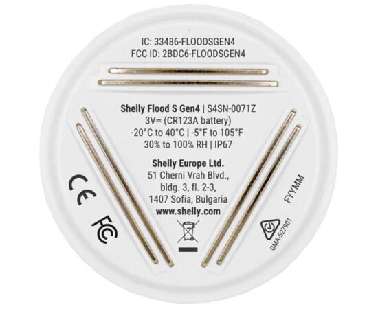 SHELLY Flood S Gen4 Smart Flood Sensor Viedie Sensori