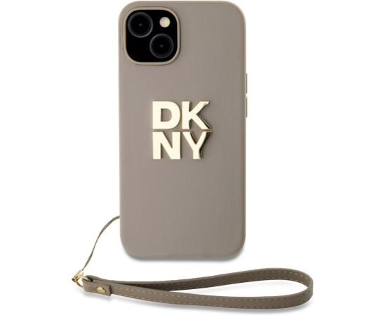 DKNY Apple  DKNY PU Leather Stack Logo Wrist Strap Case for iPhone 13 Beige Чехлы - альтернативные