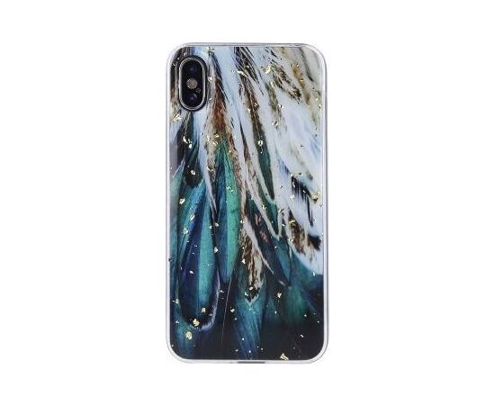 iLike Samsung  Gold Glam case for Samsung Galaxy A13 5G / A04S feathers Neoriģinālie Maciņi