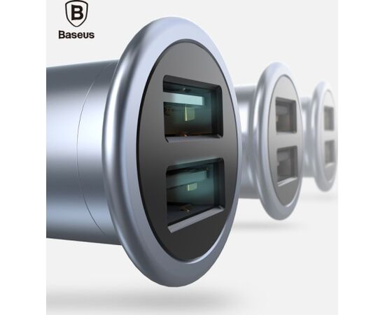 Baseus Universal  UFO Dual U smart car charger 3.1A CCUFO-16 Chrome Telefonu lādētāji 12v Automašīnām