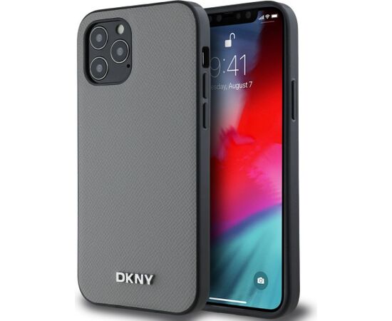 DKNY Apple  DKNY PU Leather Silver Metal Logo Magsafe Case for iPhone 12/12 Pro Grey Neoriģinālie Maciņi