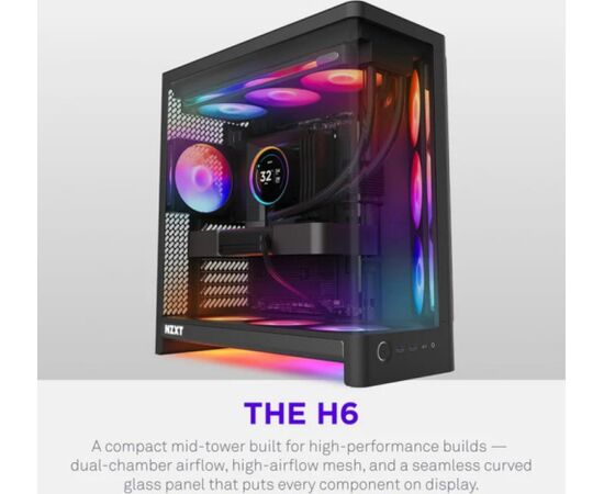 NZXT H6 RGB+ (2026) All Black (black, tempered glass x 2) Корпуса