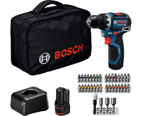 Bosch Powertools cordless drill/driver GSR 12V-32 Professional, 12Volt (blue/black, 2x Li-ion battery 2.0Ah, 36-piece accessory set, tool bag) Новинки Для дома и сада 