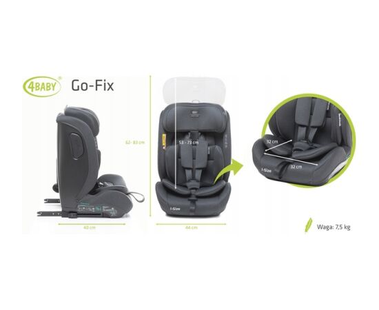 4baby Autosēdeklis GO-FIX graphite 76-105 cm Autokrēsli un palikņi