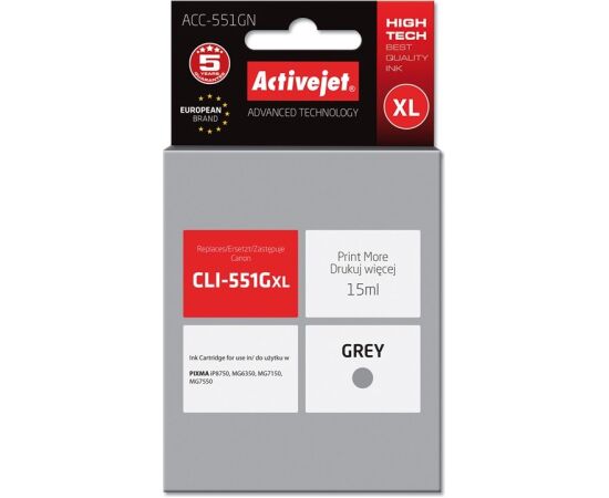Activejet ACC-551GN Ink (replacement for Canon CLI-551G; Supreme; 15 ml; gray) Чернила для принтера
