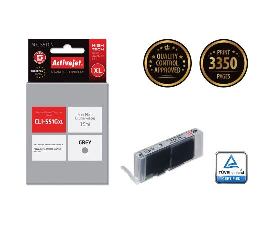 Activejet ACC-551GN Ink (replacement for Canon CLI-551G; Supreme; 15 ml; gray) Чернила для принтера
