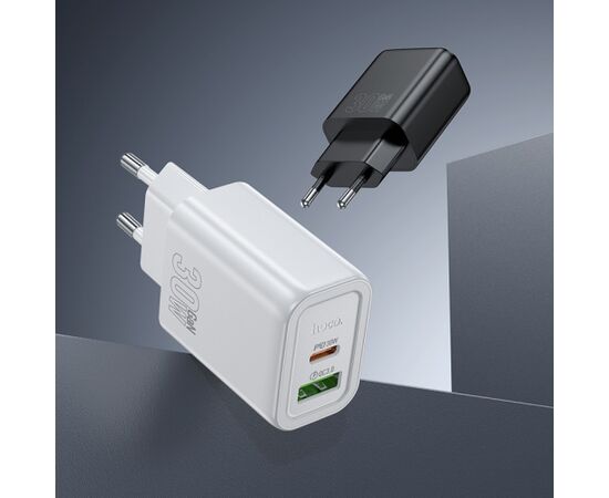 Charger Hoco N63 30W GaN USB-C/USB-A black Telefonu lādētāji 220v