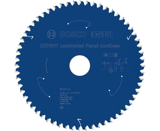 Griešanas disks kokam Bosch 2608902128; 190x30 mm; Z60 Zāģripas