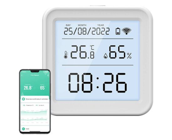 Smart temperature and humidity sensor WiFi Gosund S6 LCD Tuya Viedie Sensori