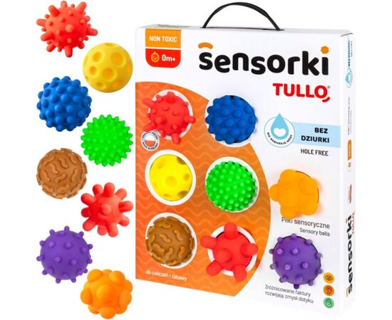 TULLO Sensorās bumbiņas bez caurumiem, 8 gab. daudzkrāsainas Развивающие игры