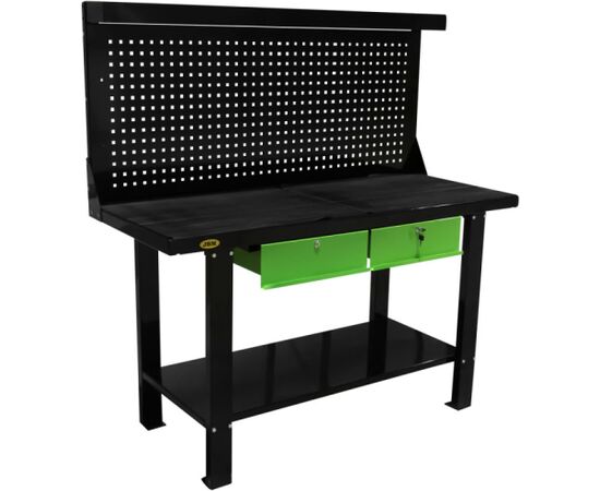 Darba galds ar paneli un 2 atvilknēm 1500x640mm, JBM Darbagaldi un darbnīcu mēbeles 