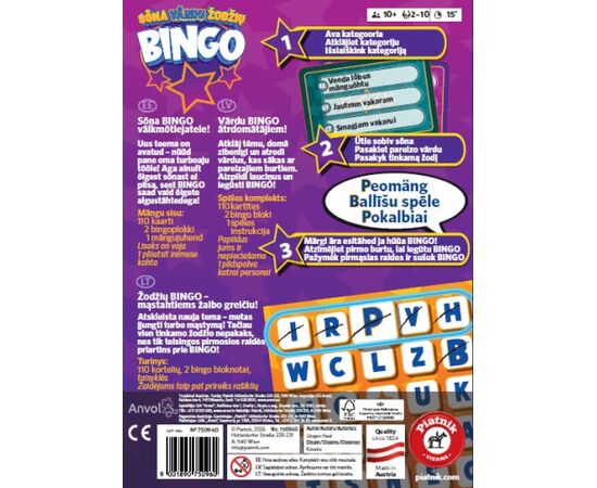 PIATNIK Galda spēle Vārdu BINGO Galda spēles