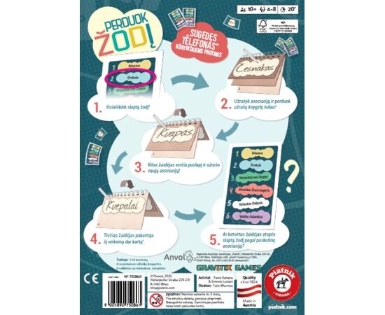 PIATNIK Board Game Pass the Word (in Lithuanian language) Galda spēles