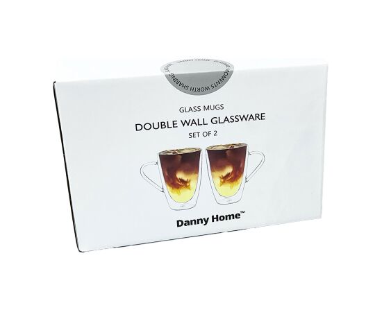 Mugs DOUBLE 2pcs 350ml glass with double wall Новости, мебель, дом
