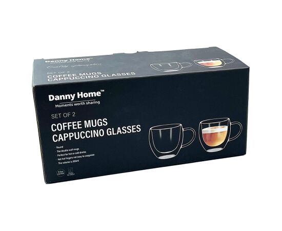 Mugs DOUBLE 2pcs 300ml glass with double wall Новости, мебель, дом