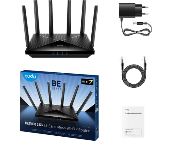 Cudy WR11000 wireless router 2.5 Gigabit Ethernet Tri-band (2.4 GHz / 5 GHz / 6 GHz) Black Wireless Routers