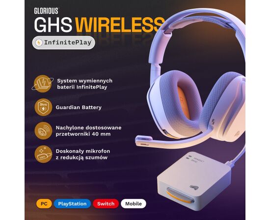 Bezvadu austiņas Glorious GHS Infiniteplay Wireless (GLO-A-5-PC-WHT) Austiņas