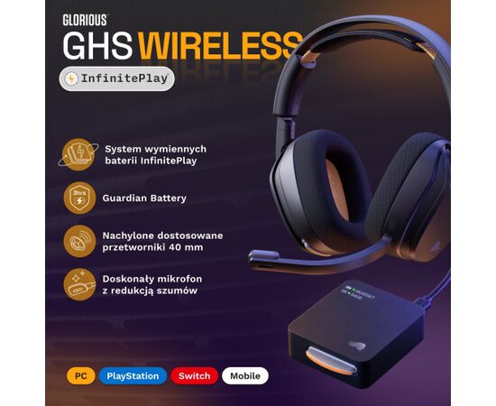 Bezvadu austiņas Glorious GHS InfinitePlay Wireless (GLO-A-5-PC-BLK) Austiņas