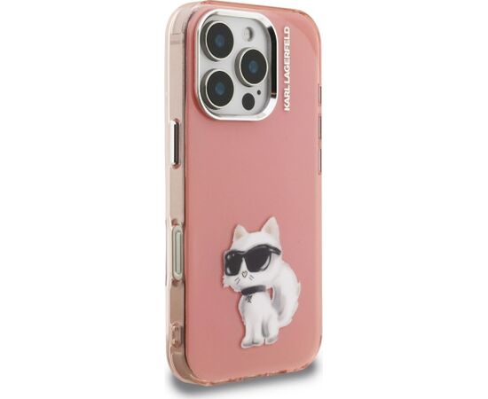 Karl Lagerfeld IML Aquarelle Choupette & Logo Aizsargapvalks priekš iPhone 16 Pro Max / rozā Neoriģinālie Maciņi