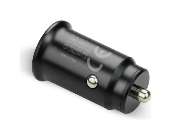 Car charger 2 X USB 12W black + cable USB-C 1m Telefonu lādētāji 220v