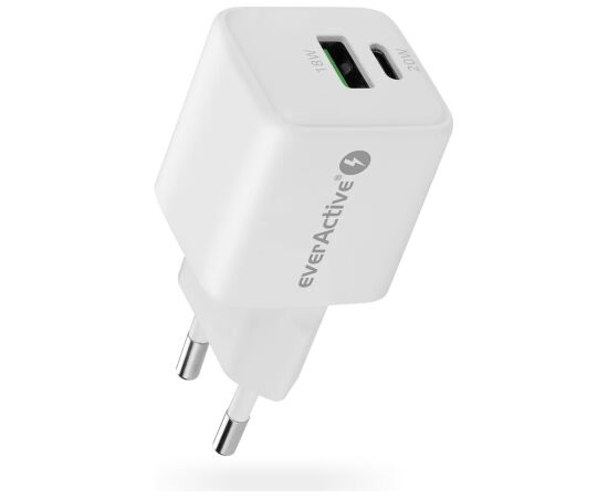 Charger 1 x USB, 1 x USB-C Quick Charge 3.0 20W white Зарядные устройства