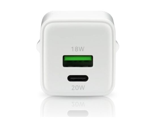 Charger 1 x USB, 1 x USB-C Quick Charge 3.0 20W white Зарядные устройства