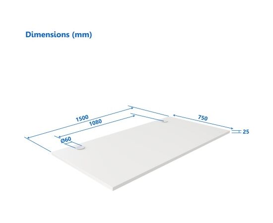 Up Up Table top L White, 1500x750x25mm (Laminated particle board) Офисные столы
