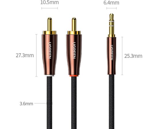 UGREEN AV170 Cable 2xRCA - 3.5mm plugs Кабель для зарядки 1m AU plugs Aудио-видео