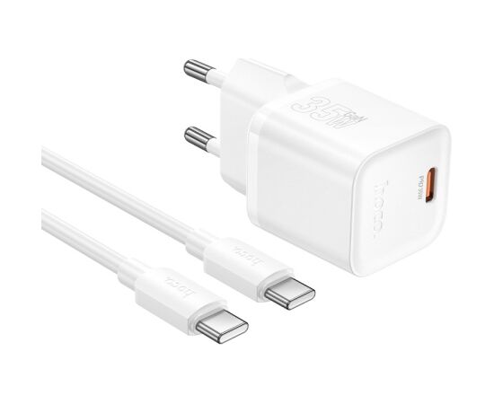 Charger Hoco N66 35W GaN USB-C/USB-A + USB-C to USB-C cable 1.0m white Telefonu lādētāji 220v