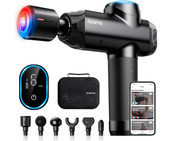 Renpho Massage Gun Power + Thermacool masāžas pistole, melna, PEU-R-C001SH-BK Ķermeņu masieri