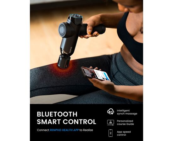 Renpho Massage Gun Power + Thermacool masāžas pistole, melna, PEU-R-C001SH-BK Ķermeņu masieri