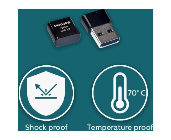 Pendrive Philips USB 3.0  128GB Pico Edition Midnight Black USB карты памяти (Flash)