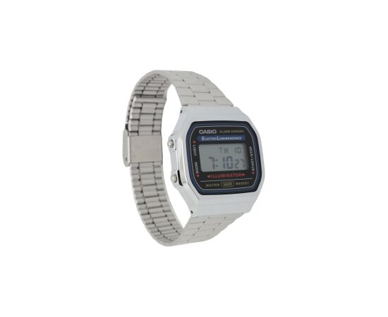 CASIO A168WA Unisex pulkstenis digitālais ar nerūsējošā tērauda siksniņu, silver Rokas pulksteņi 