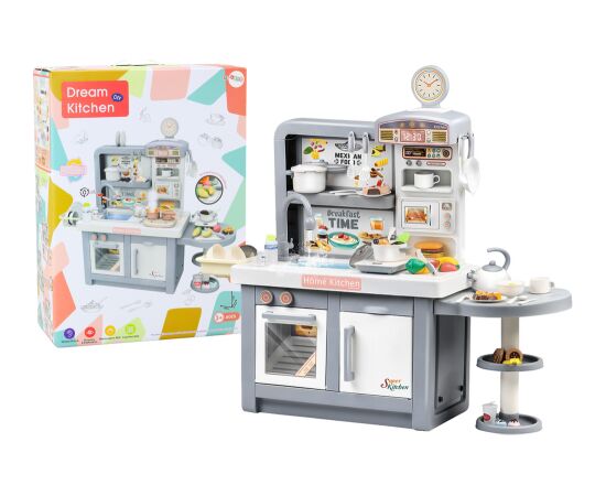 Leantoys Dream Kitchen For Children Lights Sounds Steam Accessories Gray Новости - Детские товары