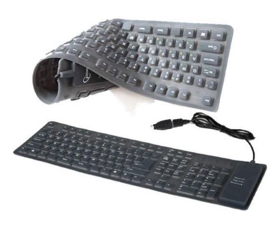 KEYBOARD FLEXIBLE USB/PS2 ENG/BLACK KB-109F-B GEMBIRD