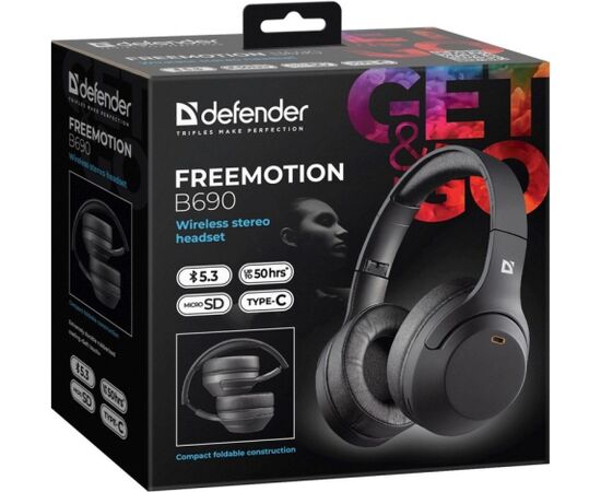 HEADPHONES DEFENDER BLUETOOTH FREEMOTION B690 BLACK Austiņas