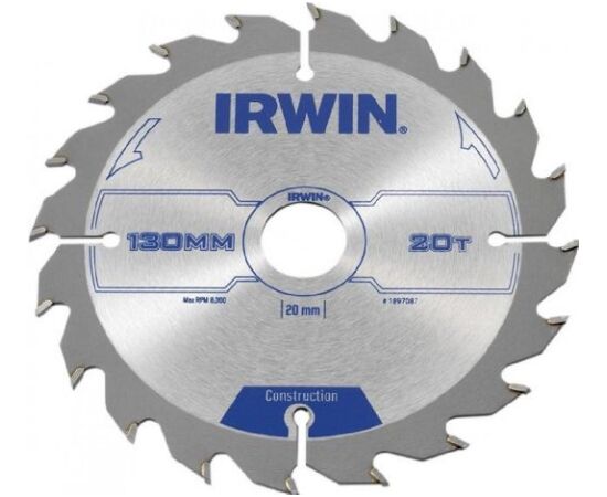 Griešanas disks kokam Irwin; 130x2,5x20,0 mm; Z20 Zāģripas