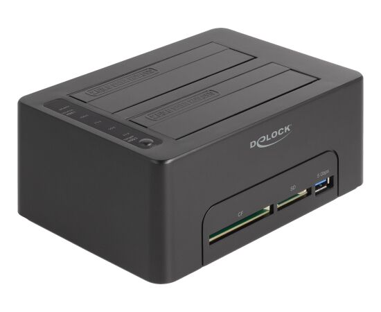 DeLOCK Dual docking station for 2 x SATA HDD / SSD (black, with clone function, card reader, USB-A) Usb HUB