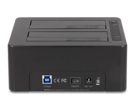 DeLOCK Dual docking station for 2 x SATA HDD / SSD (black, with clone function, card reader, USB-A) Usb HUB
