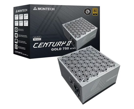 MONTECH CENTURY II 750 (silver, 1x 12-pin high power GPU, 4x PCIe, cable management, 750 watts) Блоки питания