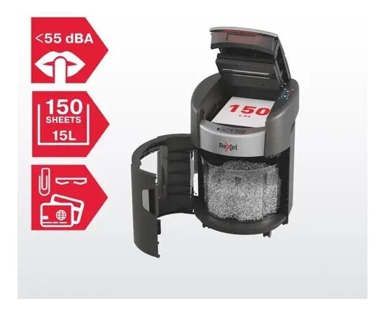 Rexel ShredMax AutoFeed+ 150M automatic paper shredder, P5, 150 sheets, 15-litre waste bin Dokumentu smalcinātāji