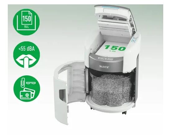 Leitz IQ Optimax AutoFeed 150 Shredder, P5, 150 sheets, 15 l Dokumentu smalcinātāji